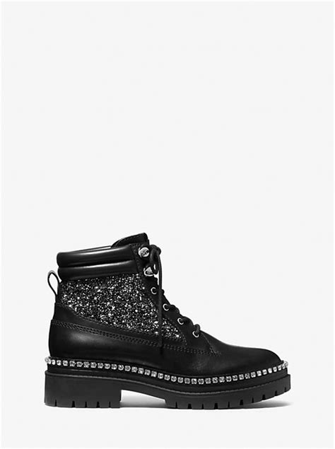 michael kors turner|Turner Embellished Leather and Glitter Boot .